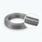 10 metre galvanised steel wire rope with a zoomed-in circle showing the twisted strands