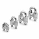 Stainless steel U clamps in multiple sizes arranged to show size variation and selection options