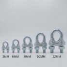 Galvanized U-clamp sizes range from 3MM to 12MM displayed in size comparison lineup