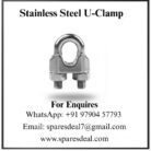Stainless steel U clamp product image with company contact details and enquiry information