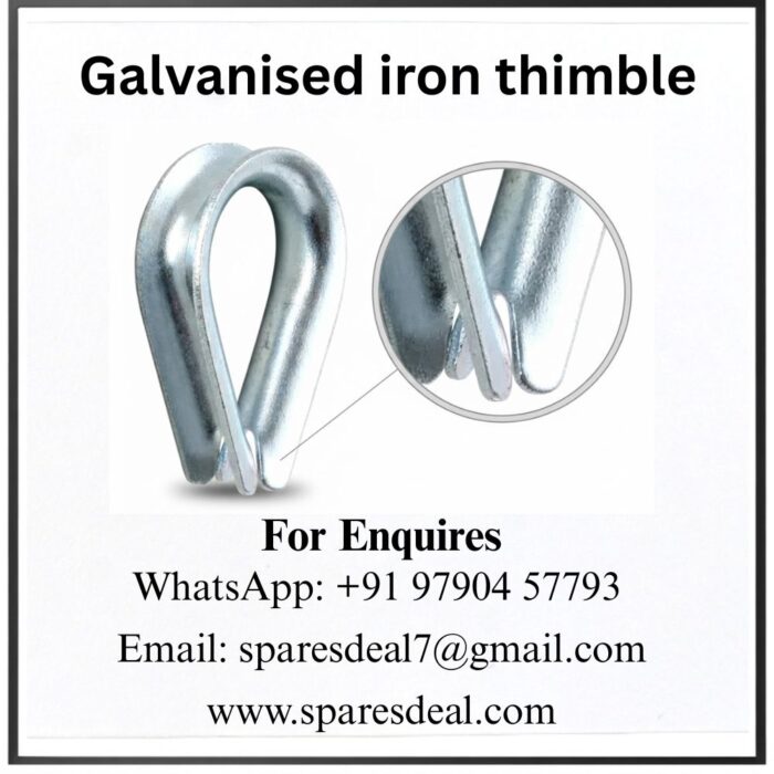 Galvanized iron thimble with close-up and contact details