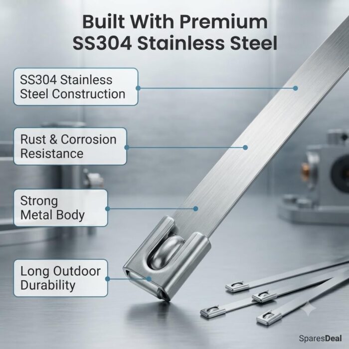 Stainless Steel Cable Tie 100mm x 4.6mm SS304 Self-Locking Metal Zip Tie