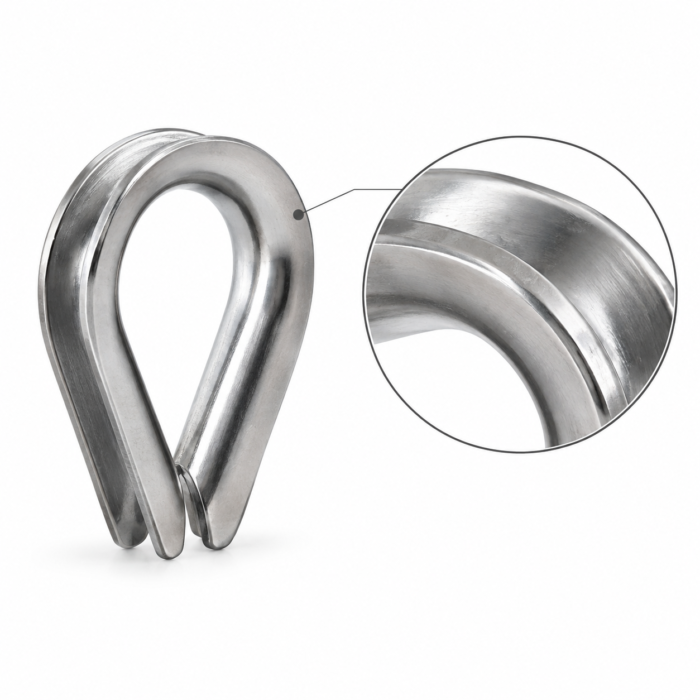 SSTH-1 Stainless Steel Thimble with close-up of curved groove