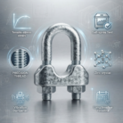 Galvanized U-clamp with technical features: tensile strength, salt-spray test, precision thread, zinc crystal coating, vibration dampening, and durability timeline