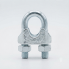 Galvanized U-Bolt clamp with two threaded ends and metal hexagonal nuts, displayed on light gray background