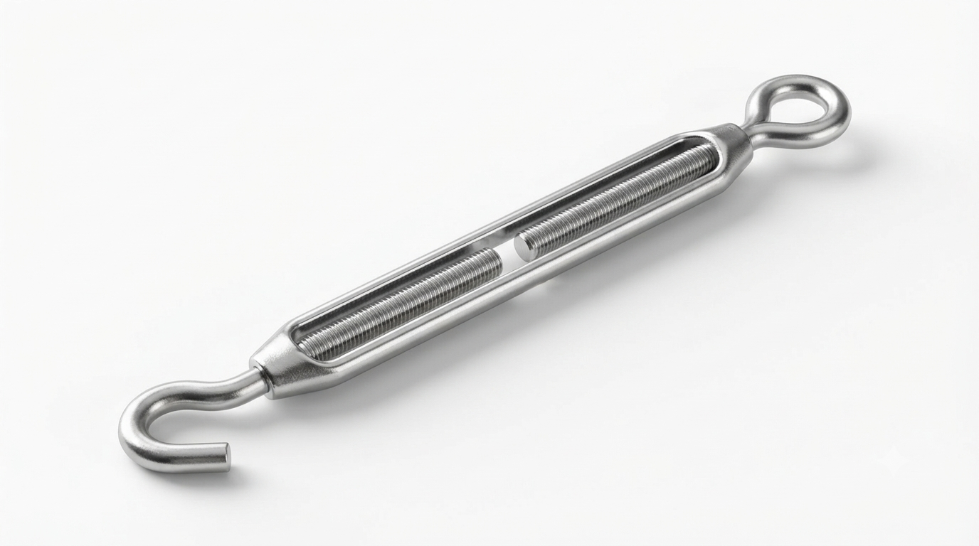 Stainless steel turnbuckle with eye hook for wire rope tensioning