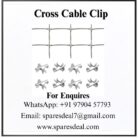 Stainless steel SS304 cross cable clips holding wire rope in a square grid, with 8 clips shown below