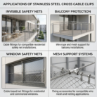 Applications of SS304 Cross Cable Clips – Invisible Safety Nets, Balcony, Window & Mesh Support