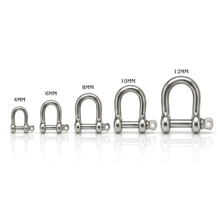 Stainless Steel D Ring Shackle – Screw Pin Bow Shackle Available in 4mm, 6mm, 8mm, 10mm & 12mm