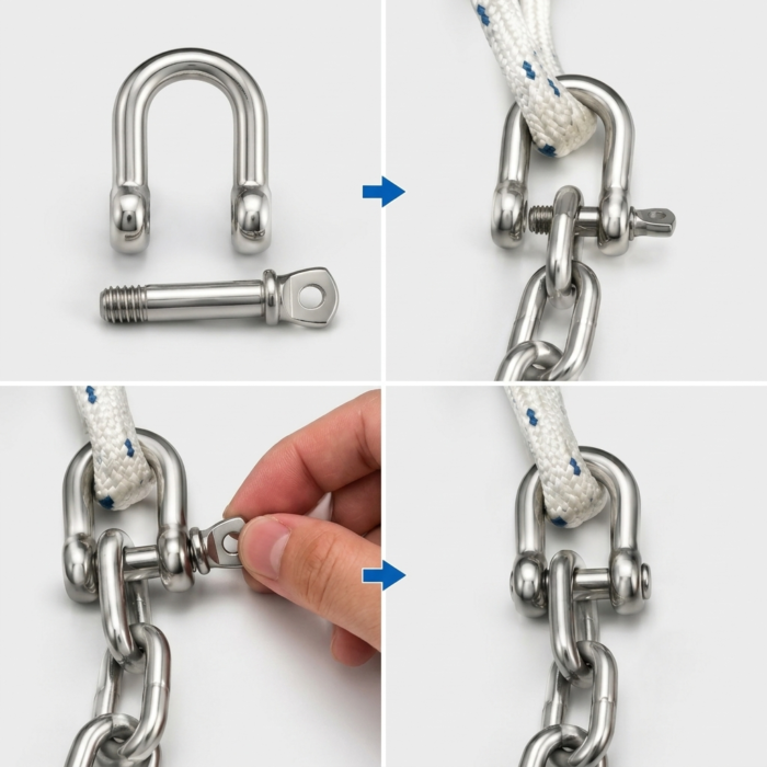 Stainless Steel D Ring Shackle – Easy Screw Pin Installation for Rope and Chain