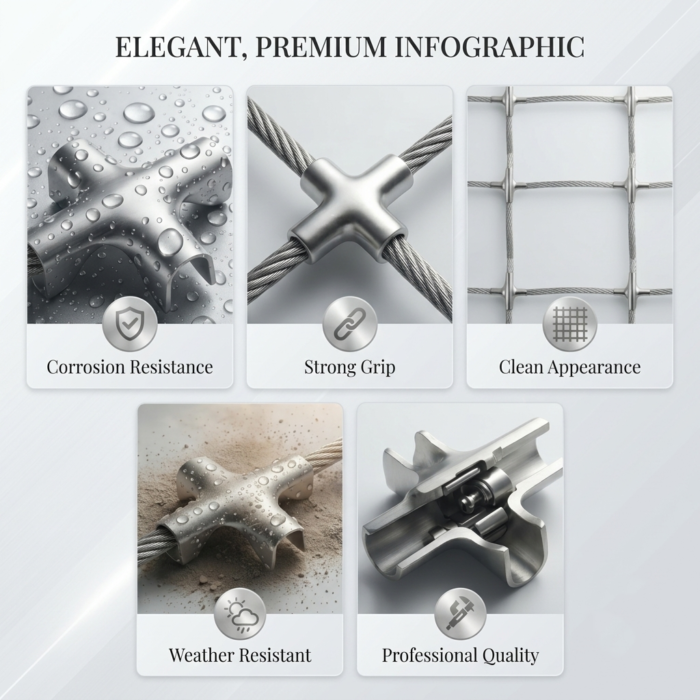 CCC SS304 Cross Cable Clips – Corrosion Resistant, Strong Grip, Weather Resistant & Clean Finish